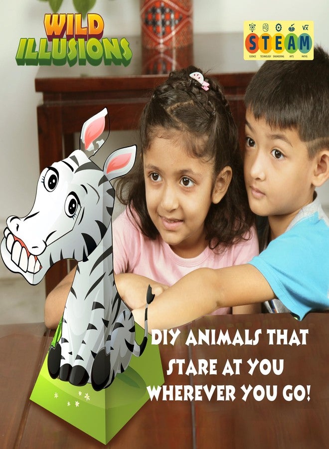 فلو مجموعة FLO Brainery Wild Illusions لصنع حيوانات ثلاثية الأبعاد للأطفال من عمر 6 سنوات فما فوق | لعبة تعليمية STEAM | اصنع حيوانات بعيون متحركة وصور "أراك" | هدية تعليمية فنية وعلمية للأولاد والبنات - Image 3